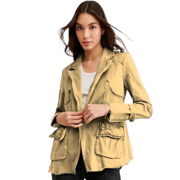 Free People NWT Exaggerated Harlow Blazer Jacket Size XS in Mystic Gold - Picture 1 of 12